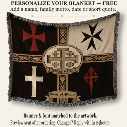 MyDesigns Ancient Orders I Deus Vult Night jacquard woven blanket