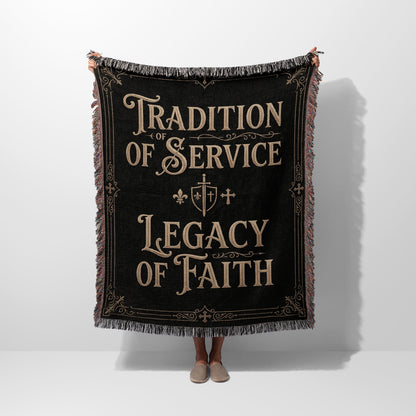 CalmNestStyle Tradition of Service Legacy of Faith Burgundy Woven Blanket jacquard woven blanket