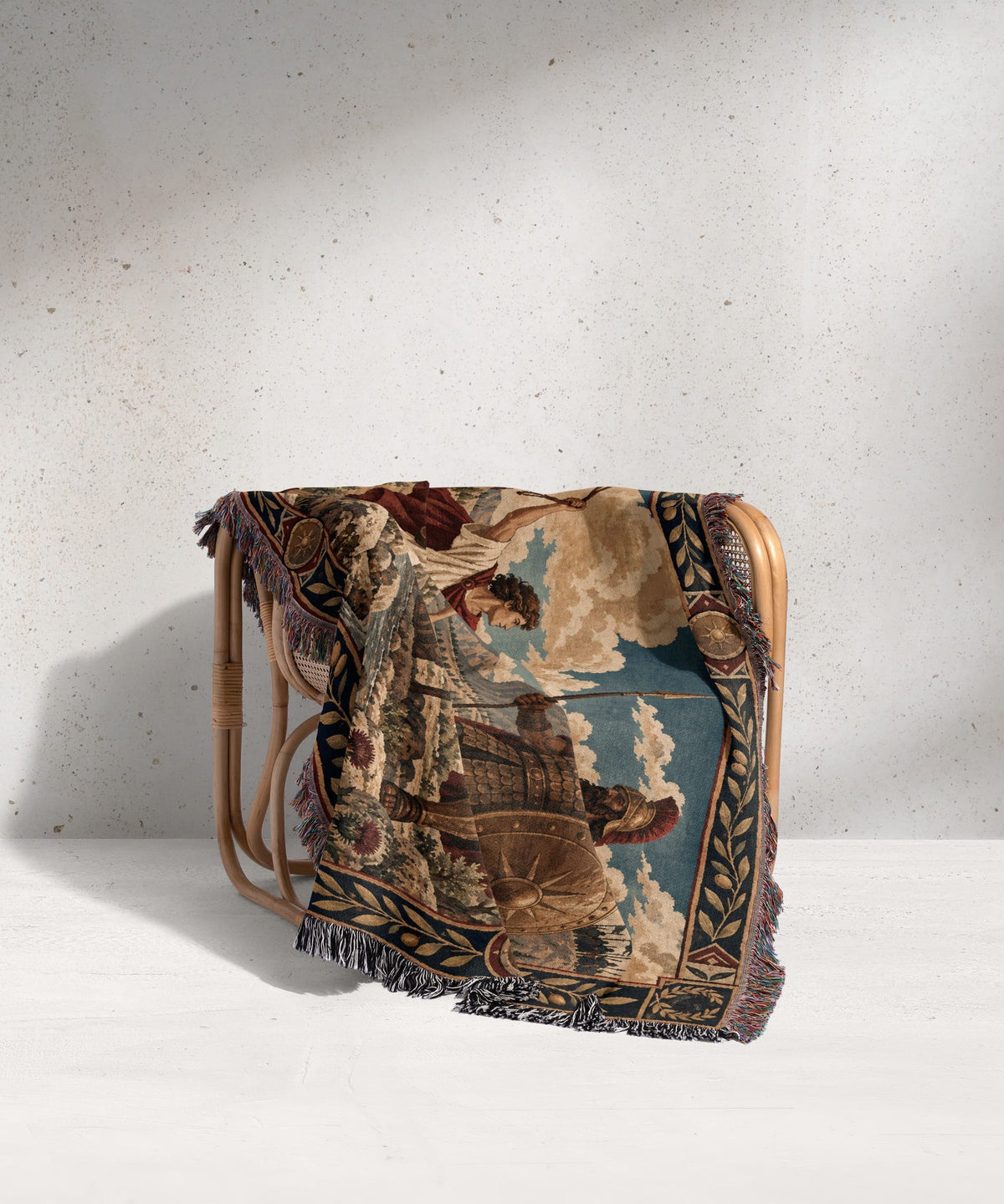 CalmNestStyle David and Goliath Shepherd with Sling jacquard woven blanket