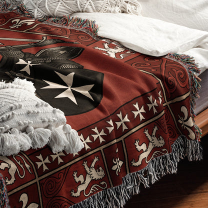 CalmNestStyle Hospitaller Knights Crossed Swords Lions Woven Blanket jacquard woven blanket