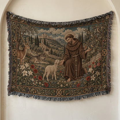 CalmNestStyle Saint Francis and the Animals jacquard woven blanket