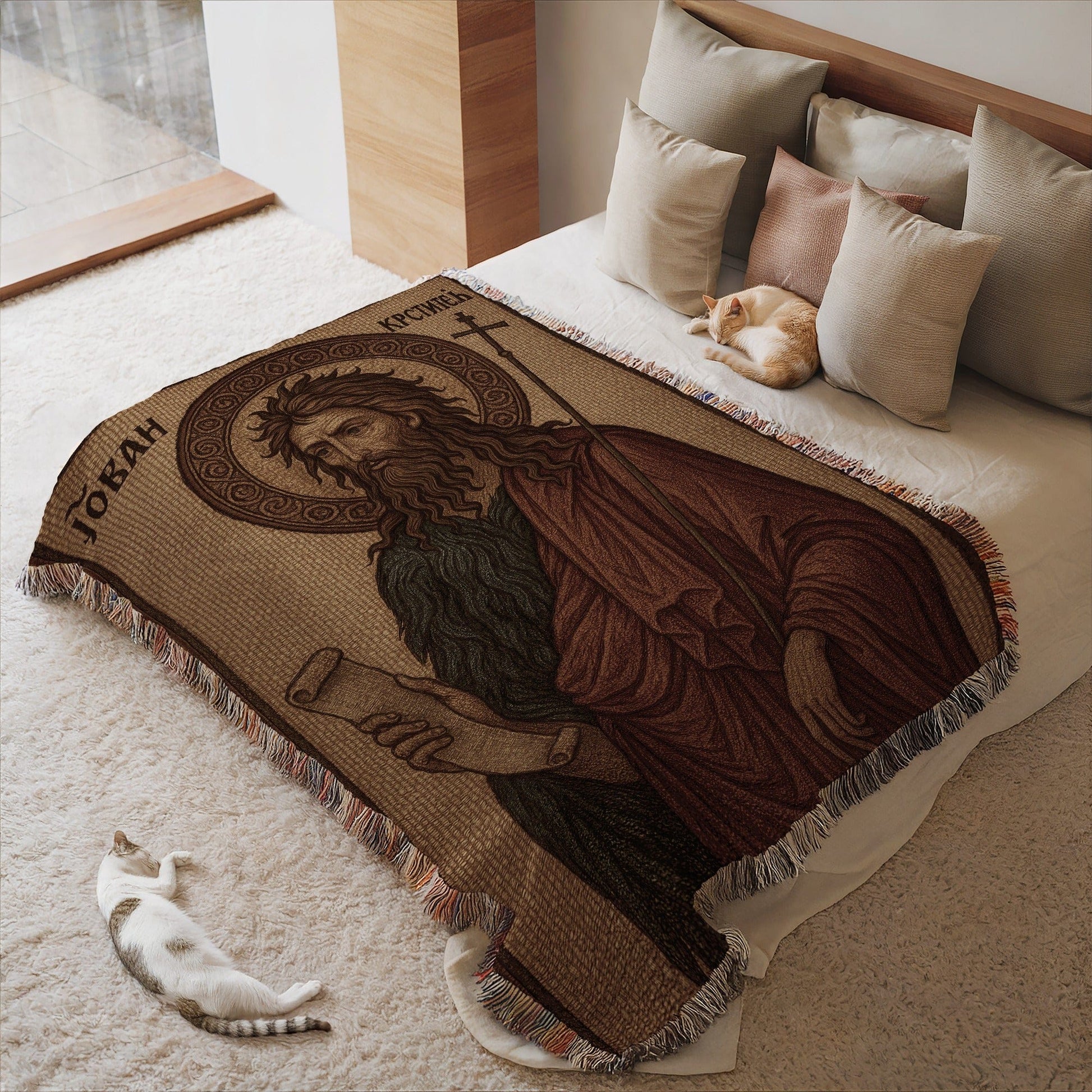 St John the Baptist Design on Cozy Decorative Blanket
