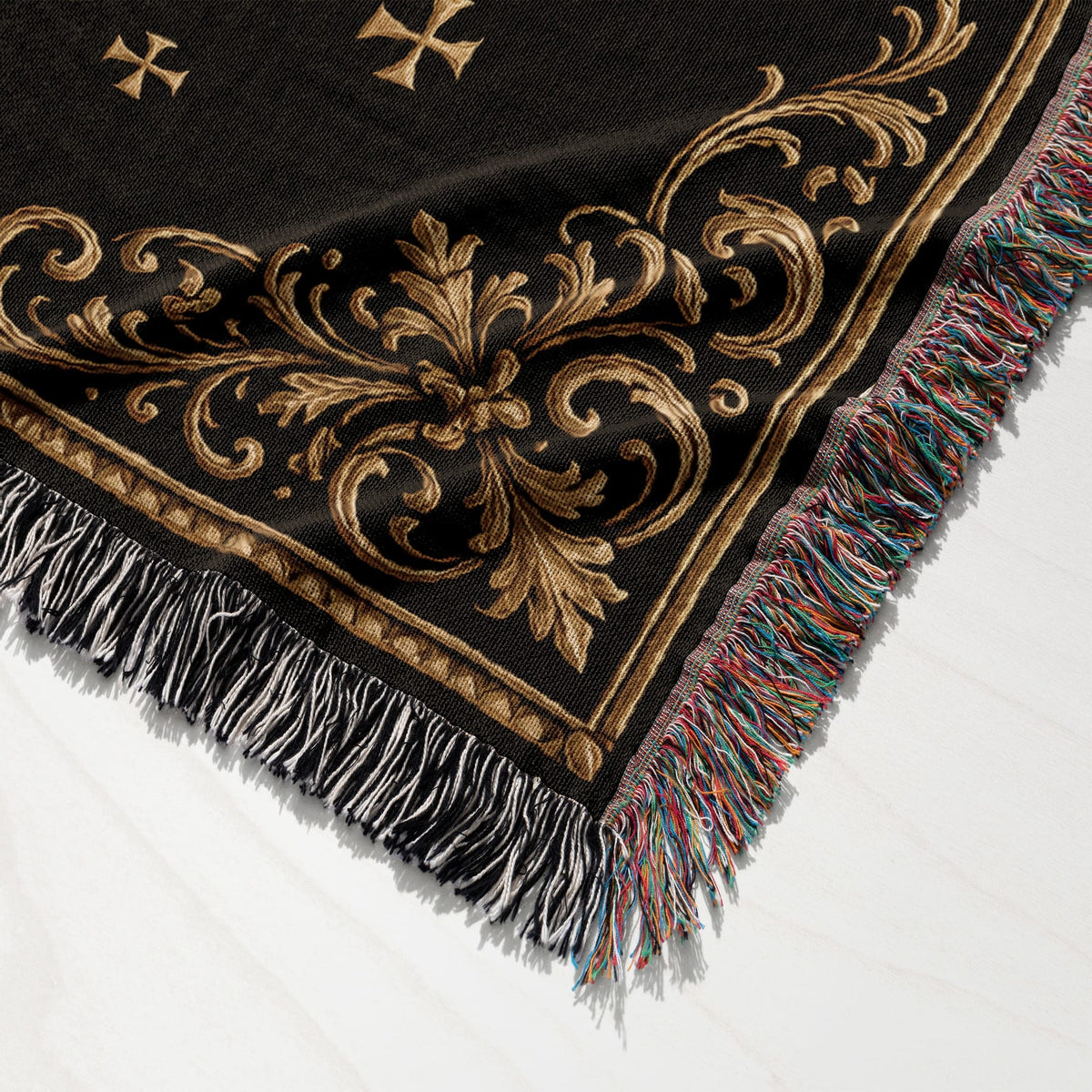 CalmNestStyle Order of Saint John Hospitallers Fleur de Lis Crest Woven Blanket jacquard woven blanket