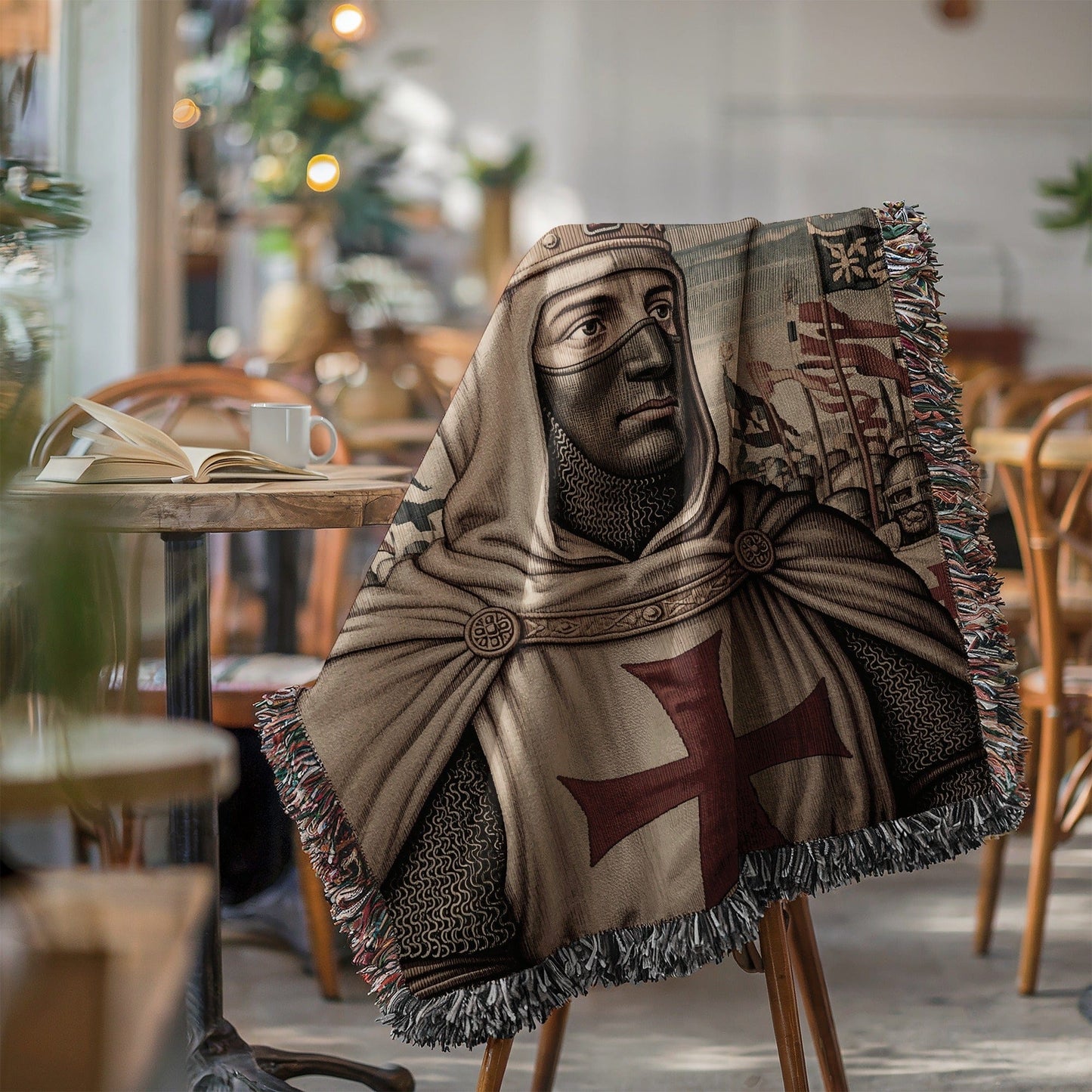 Medieval Knight Templar Tapestry Throw Blanket