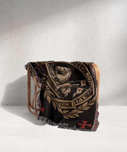 CalmNestStyle Sigillum Militum Xpisti Templar Seal in Silver jacquard woven blanket