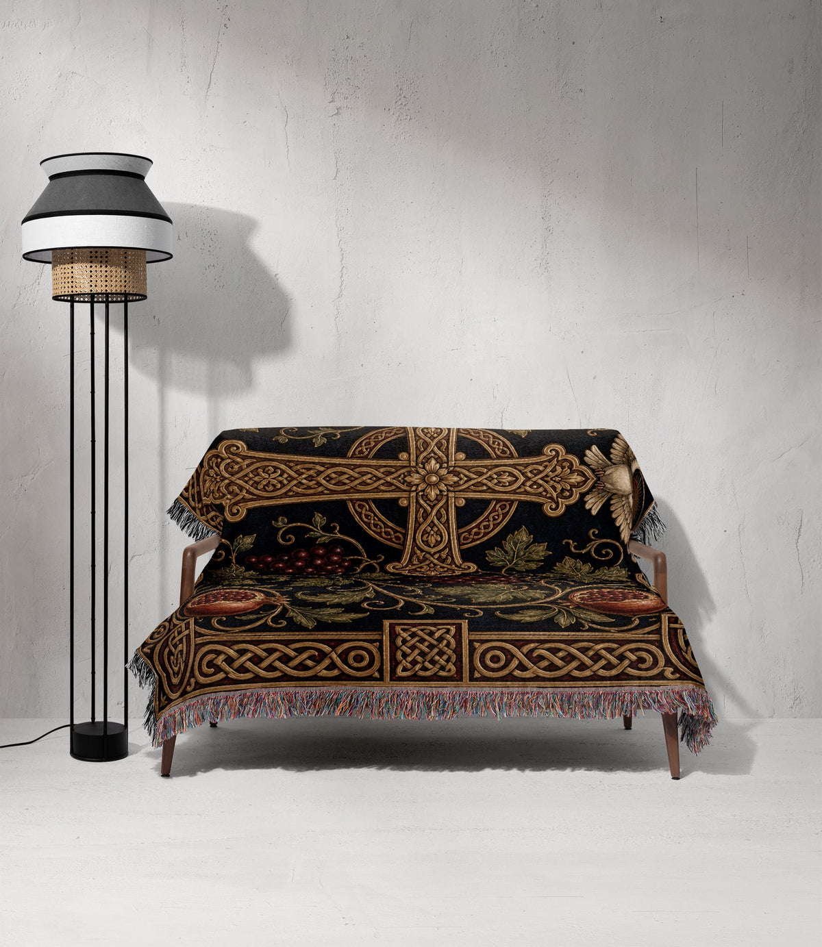 CalmNestStyle Cross of the True Vine jacquard woven blanket