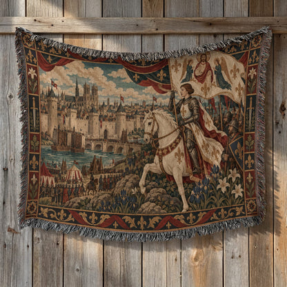 CalmNestStyle Joan of Arc and the Lily Banner jacquard woven blanket