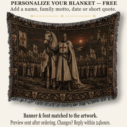 MyDesigns Templar Knight and White Horse jacquard woven blanket