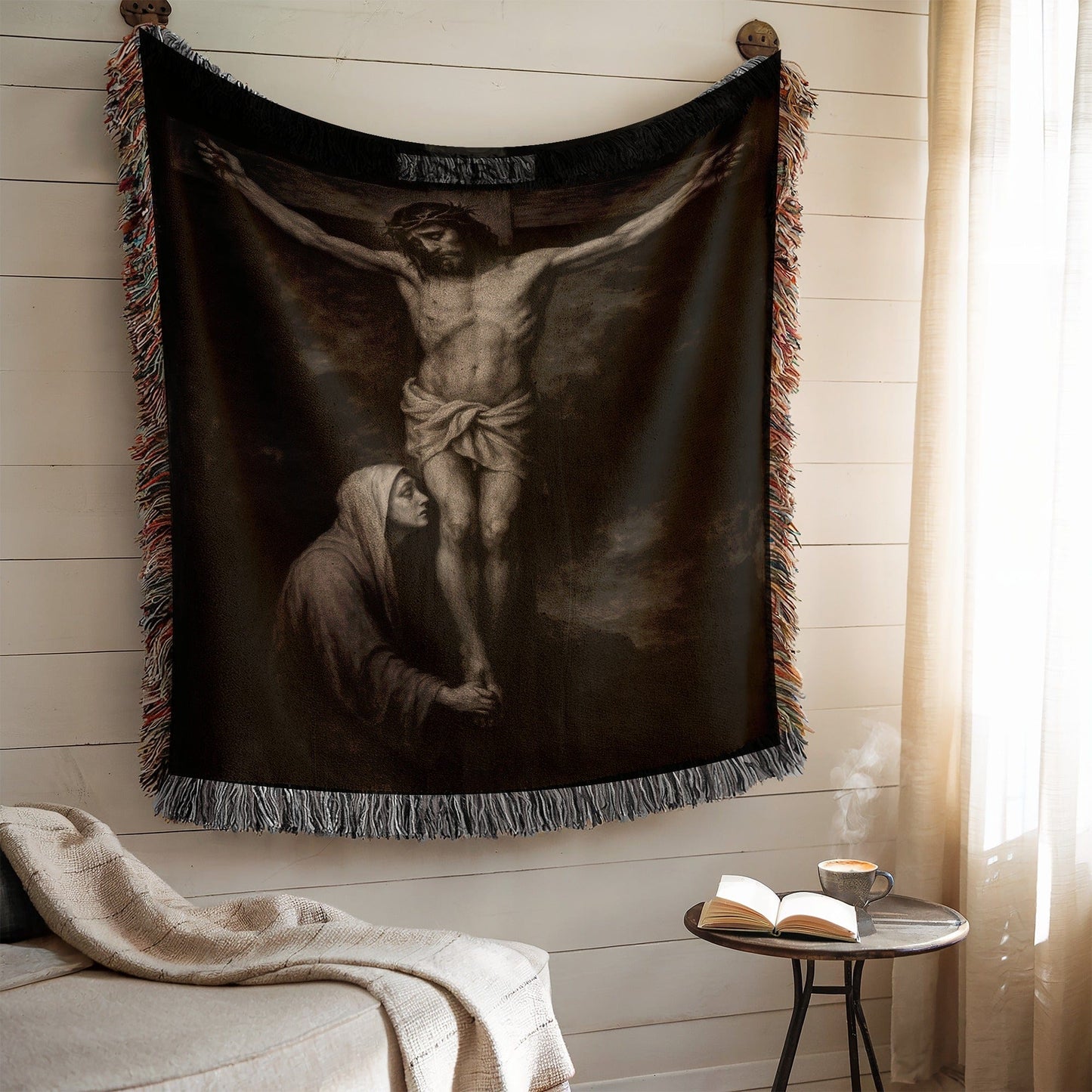 Jesus Christ Crucifixion Wall Hanging Tapestry Decor