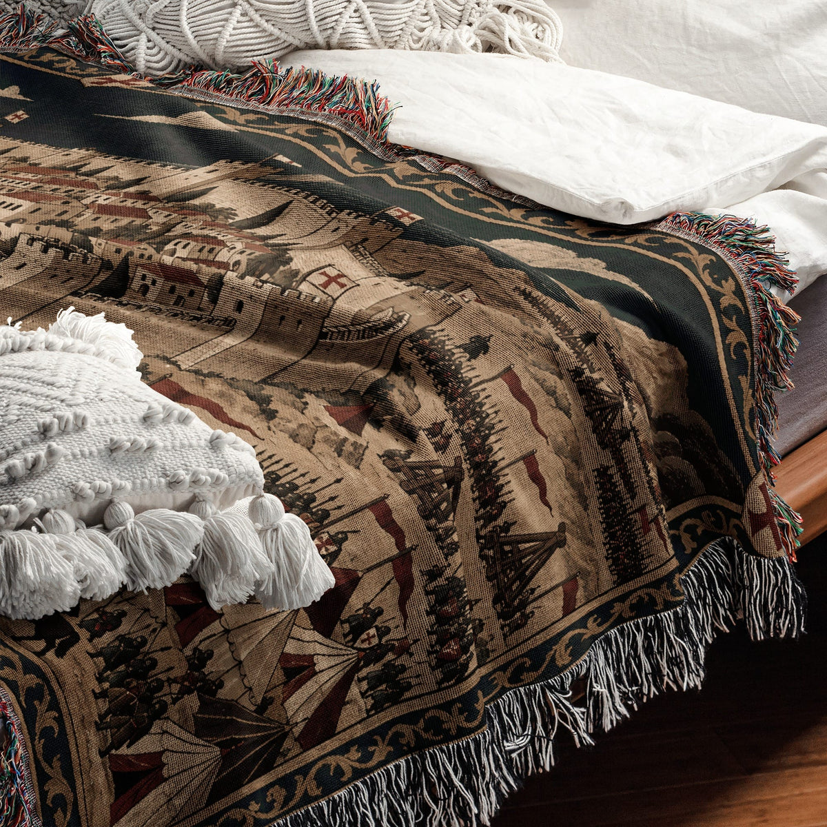 CalmNestStyle Crusader Harbor Siege I Fleet in the Bay jacquard woven blanket
