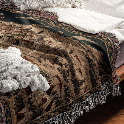 CalmNestStyle Crusader Harbor Siege I Fleet in the Bay jacquard woven blanket