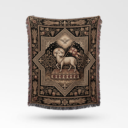 CalmNestStyle Lamb of God Sacred Tapestry Woven Blanket jacquard woven blanket