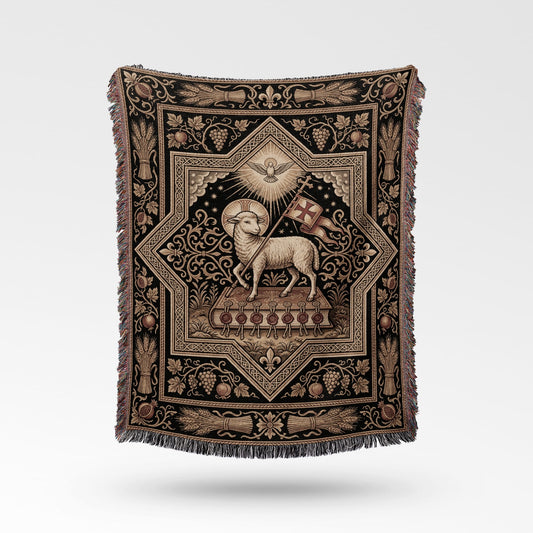 CalmNestStyle Lamb of God Sacred Tapestry Woven Blanket jacquard woven blanket