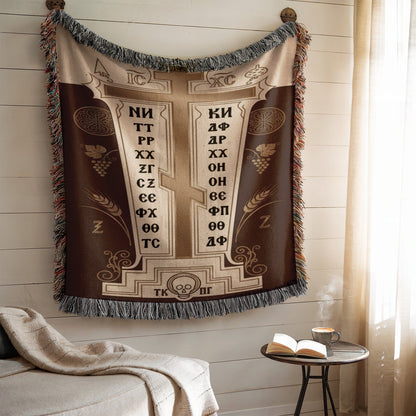 Beautiful Tapestry with Ancient Script Design