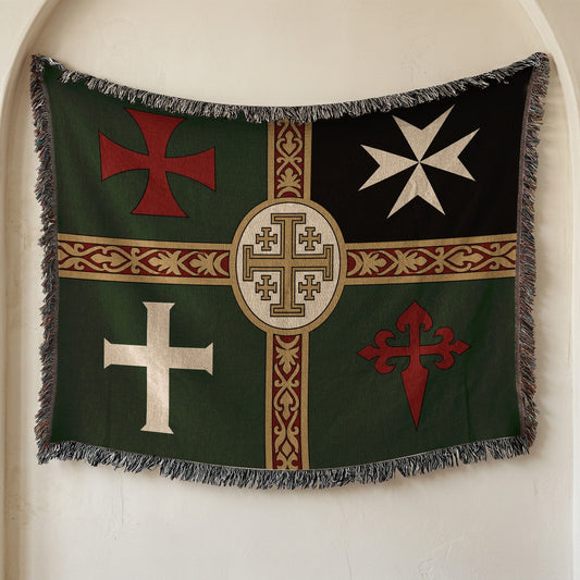 MyDesigns Ancient Orders I Forest Green jacquard woven blanket