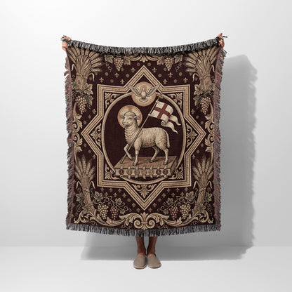 CalmNestStyle Divine Lamb & Dove Woven Blanket jacquard woven blanket