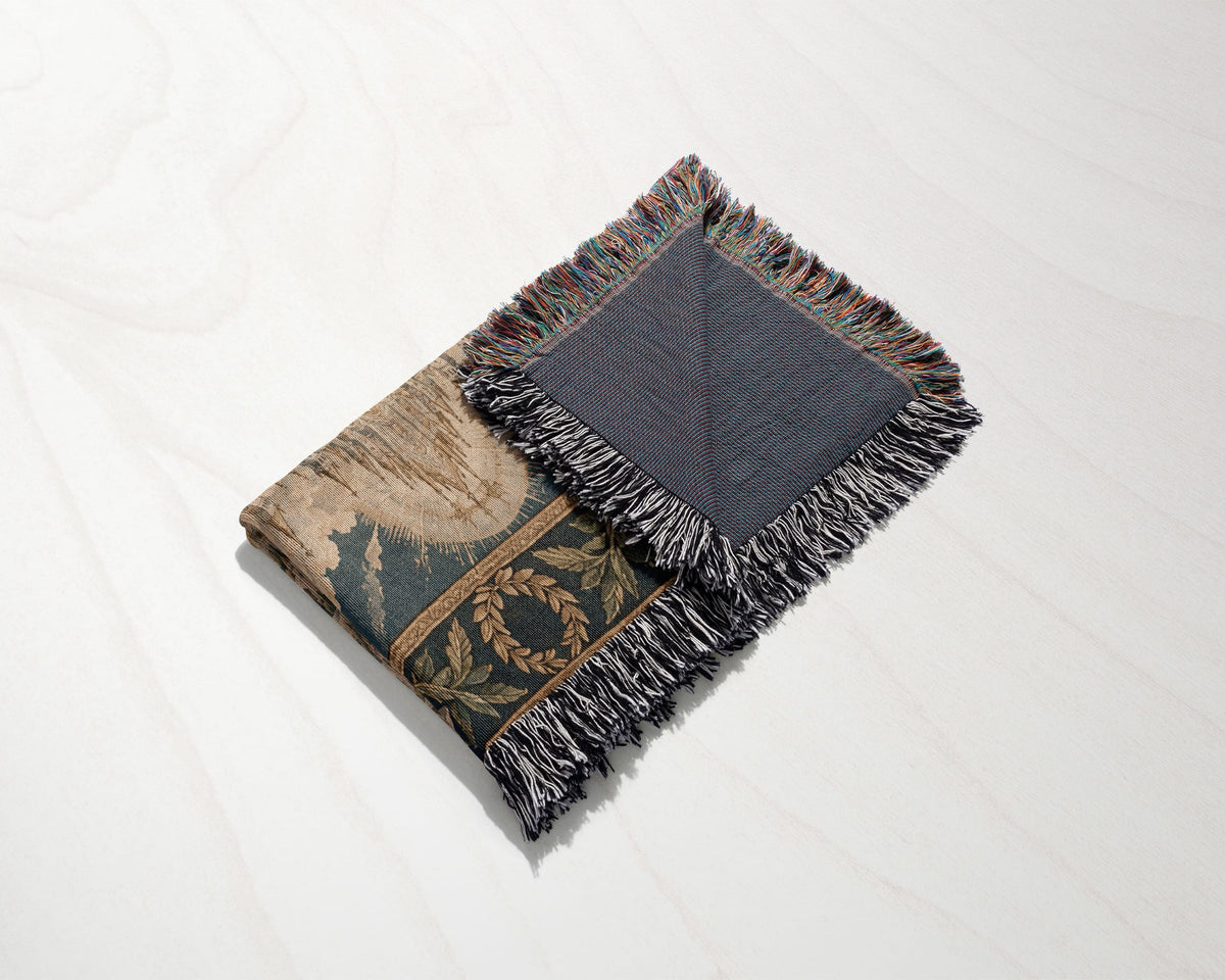 CalmNestStyle Saint Michael and the Dragon jacquard woven blanket