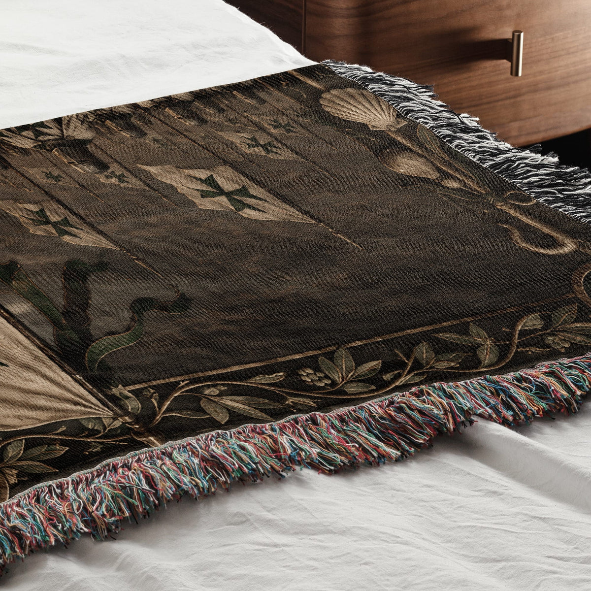 MyDesigns Saint Lazarus I Green Maltese Cross at Jerusalem jacquard woven blanket