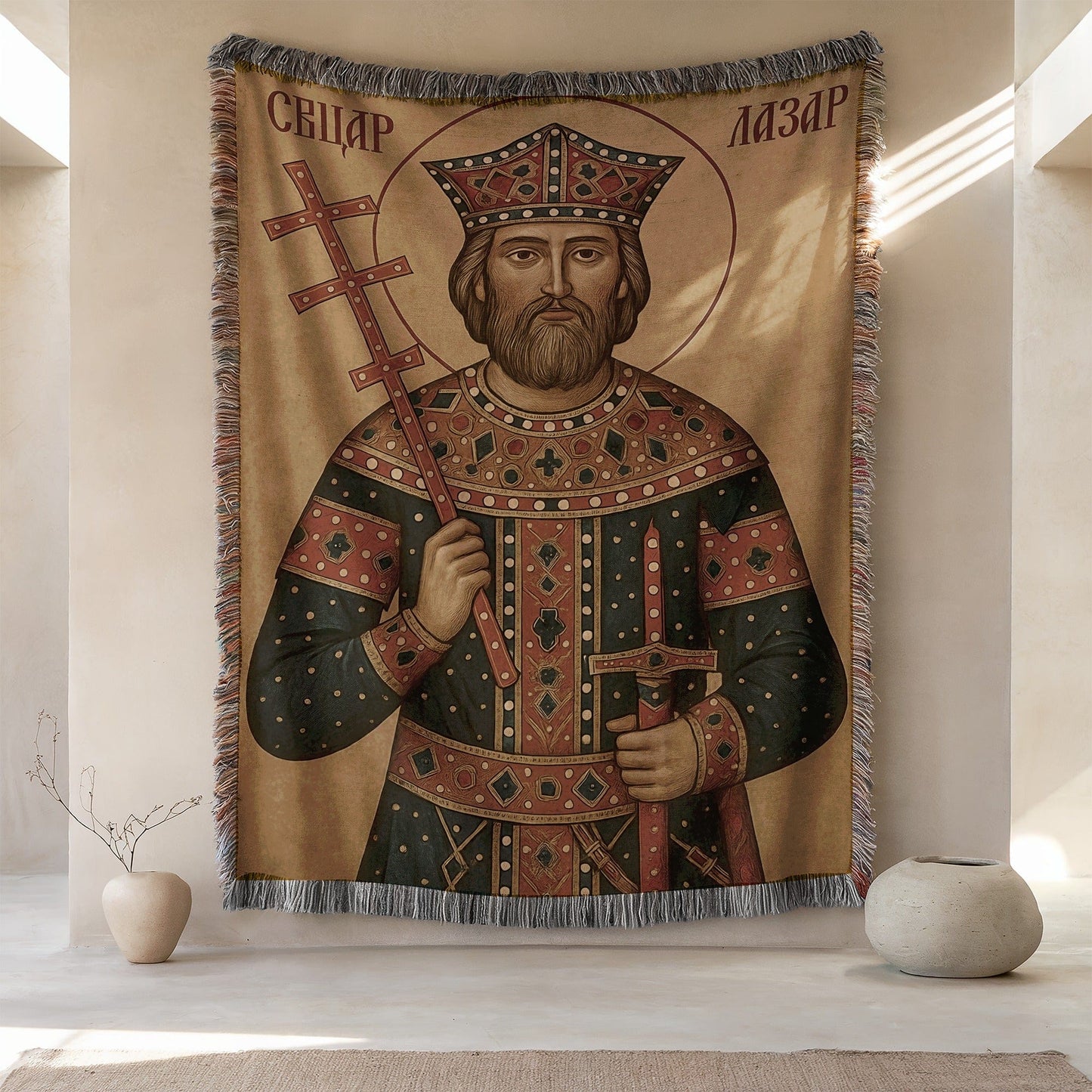 Saint Portrait with Intricate Details Tapestry