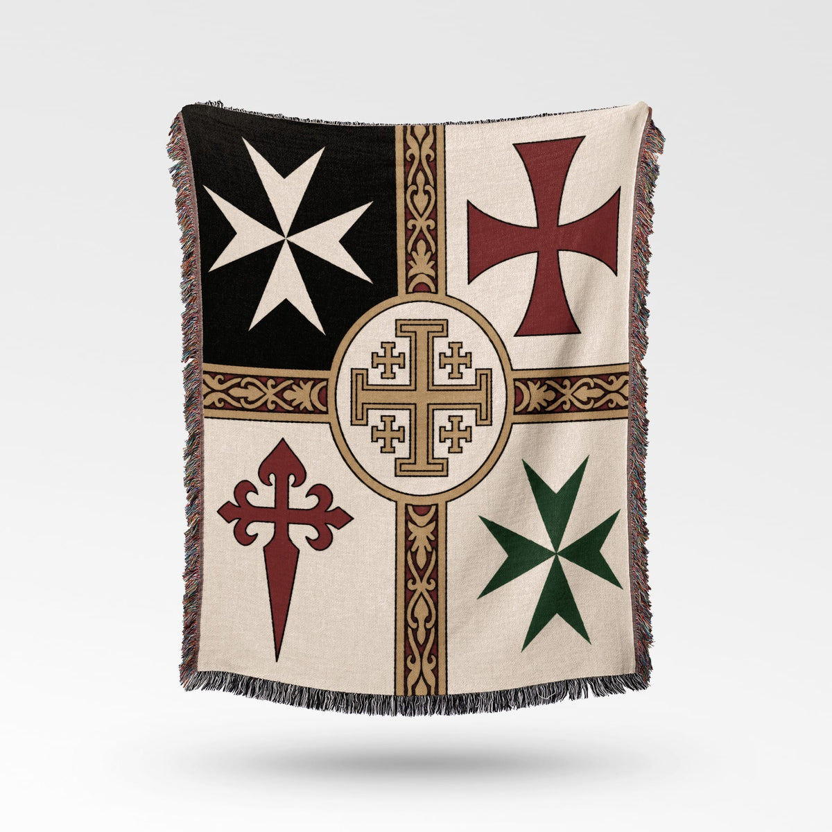CalmNestStyle Crusader Orders and Jerusalem Cross Woven Blanket jacquard woven blanket