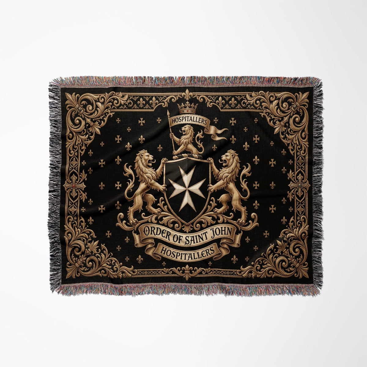 CalmNestStyle Order of Saint John Hospitallers Baroque Frame Crest Woven Blanket jacquard woven blanket