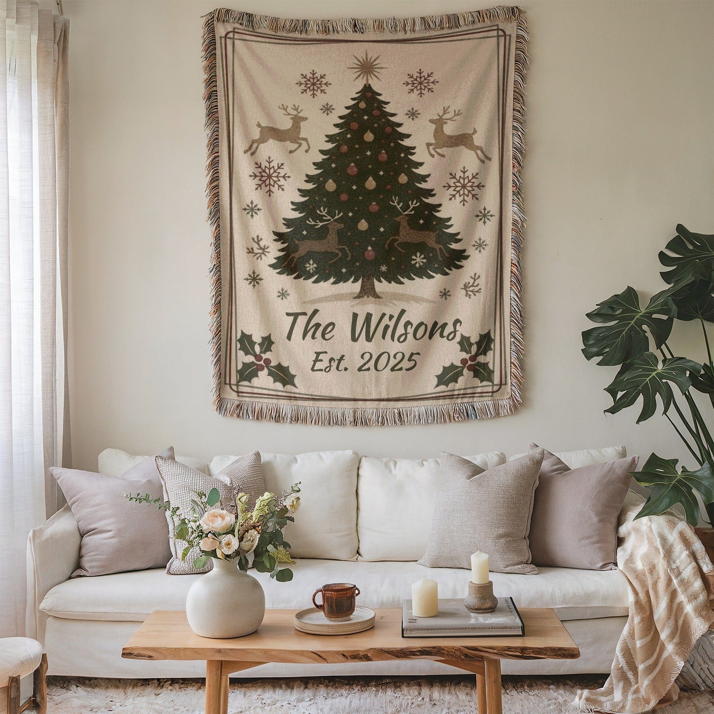 Personalized Christmas Tree Blanket Decor for Home