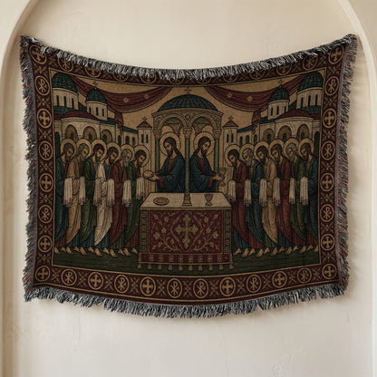 MyDesigns Crimson Last Supper Horizontal Tapestry - Byzantine Woven Throw jacquard woven blanket