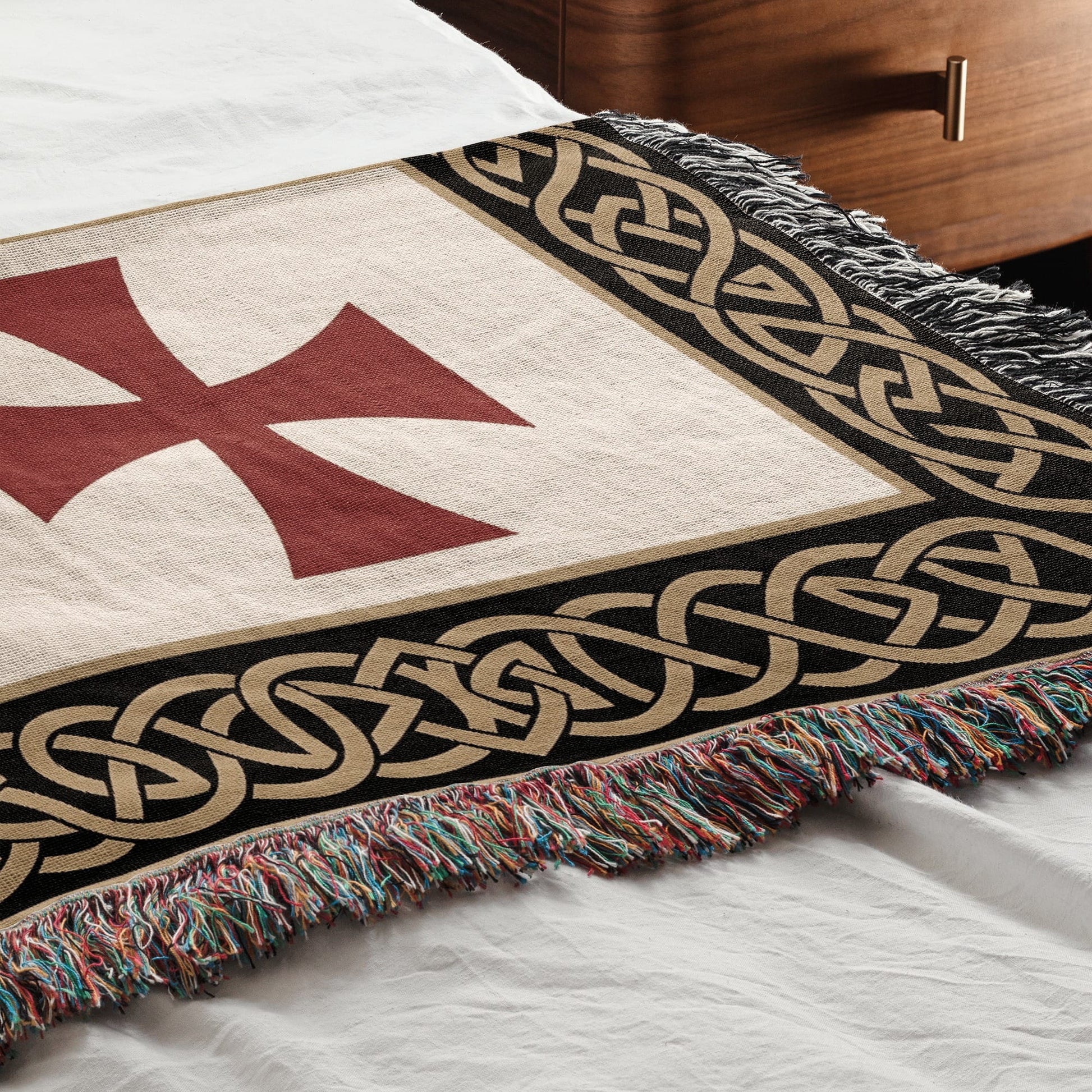 MyDesigns Crusader Orders Medieval Blanket – Santiago Templar Hospitaller Teutonic Woven Throw jacquard woven blanket