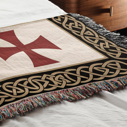 MyDesigns Crusader Orders Medieval Blanket – Santiago Templar Hospitaller Teutonic Woven Throw jacquard woven blanket