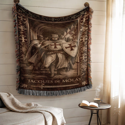 Jacques de Molay tapestry with knights and shields