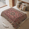 Pink Floral Medallion Woven Blanket with Intricate Border