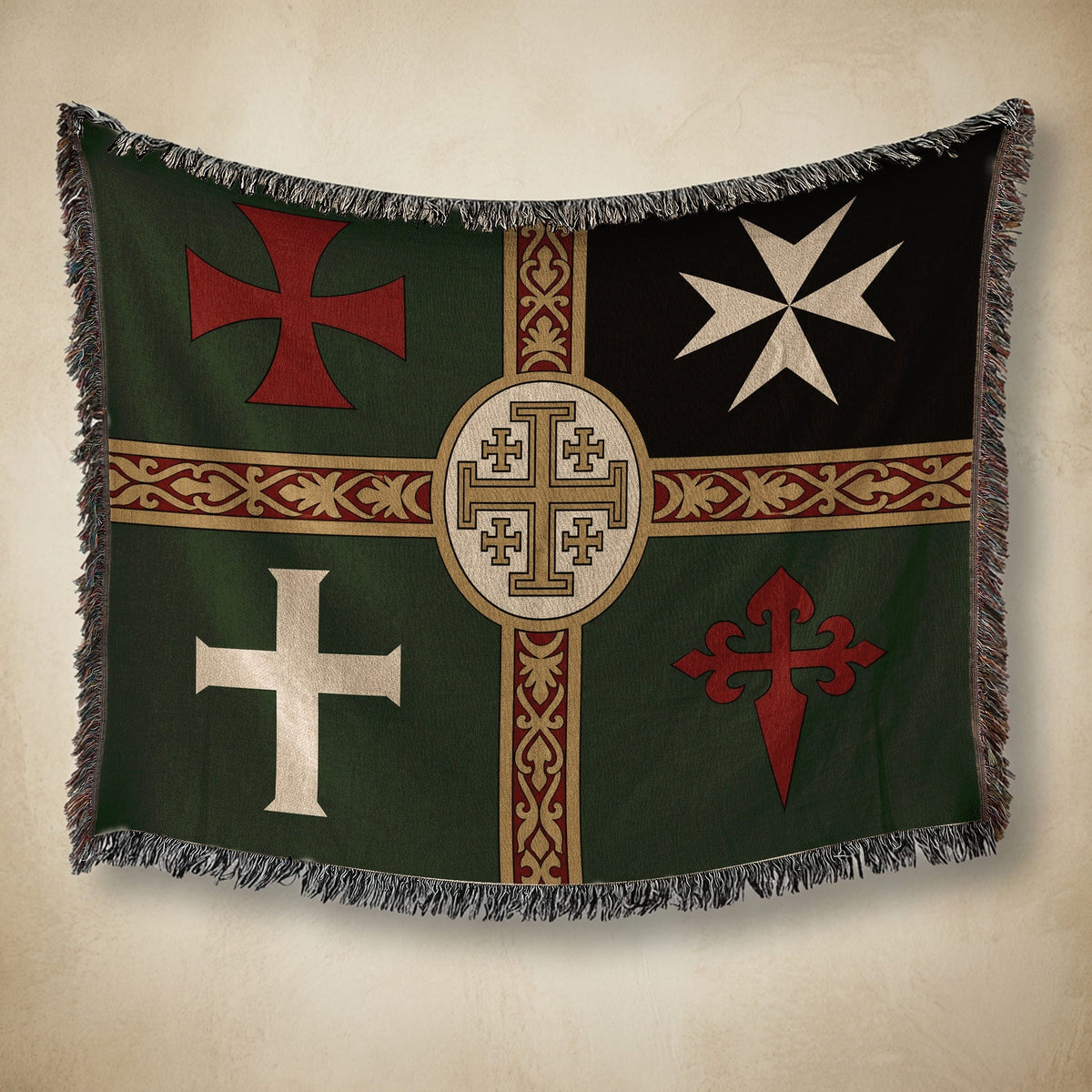 MyDesigns Ancient Orders I Forest Green jacquard woven blanket