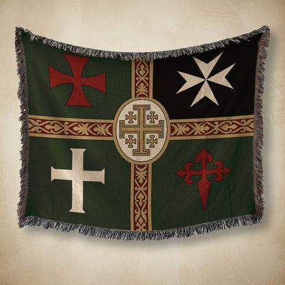MyDesigns Ancient Orders I Forest Green jacquard woven blanket