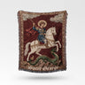 Orthodox Icon of Saint George the Dragon Slayer Serbian Woven Blanket