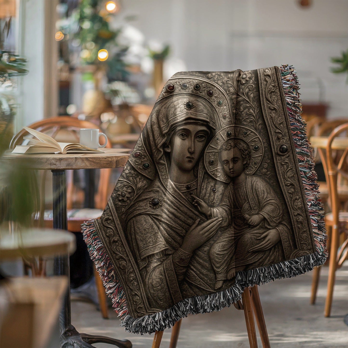 Religious Art Throw Blanket with Iconic Design