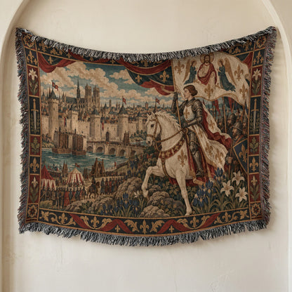 CalmNestStyle Joan of Arc and the Lily Banner jacquard woven blanket