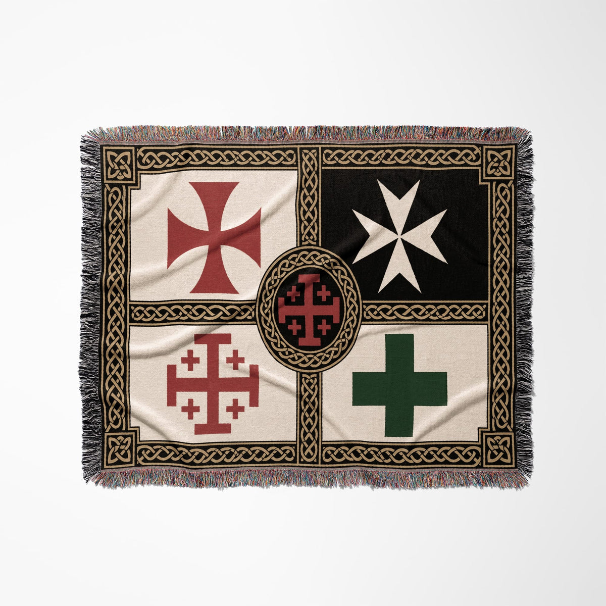 MyDesigns Medieval Blanket with Saint Lazarus Cross – Templar Hospitaller Jerusalem Woven Throw jacquard woven blanket