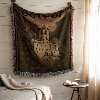 Mountain Cloisters Scenic Tapestry Wall Hanging