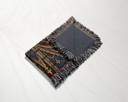 CalmNestStyle Saint Michael Stained Glass Prayer jacquard woven blanket