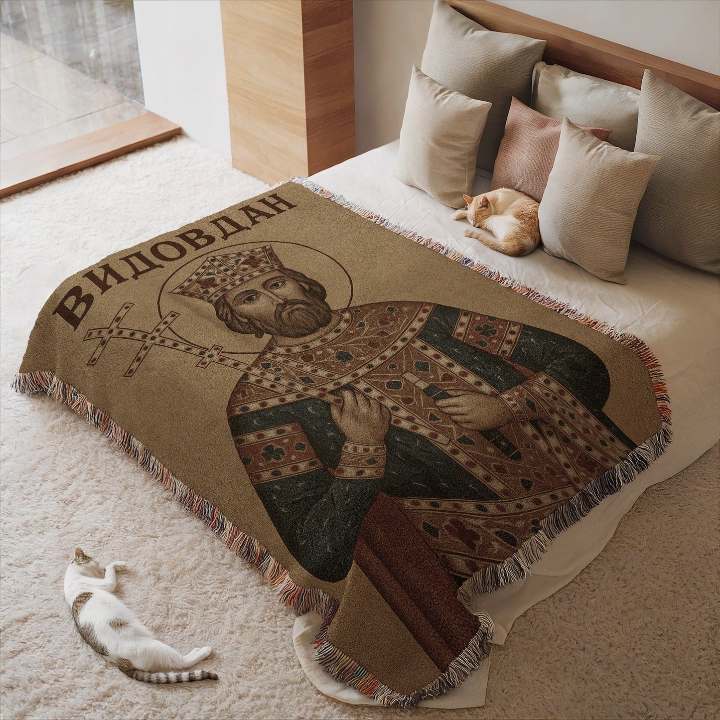 Vidovdan Saint Throw Blanket Textured Design