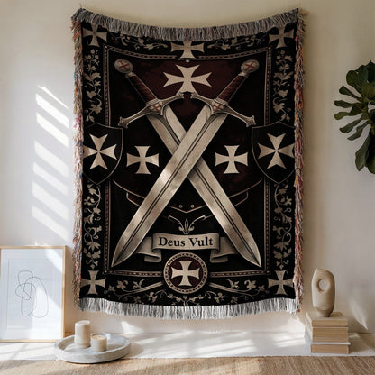 Deus Vult Medieval Swords and Shields Wall Tapestry