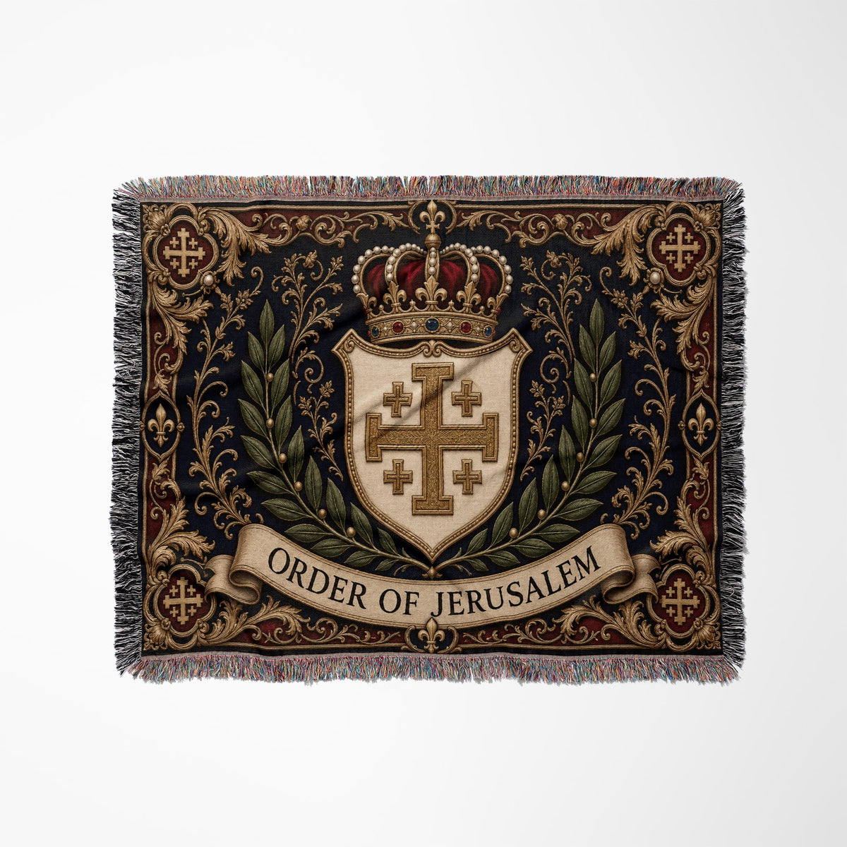 CalmNestStyle Order of Jerusalem Crest I Royal Navy jacquard woven blanket