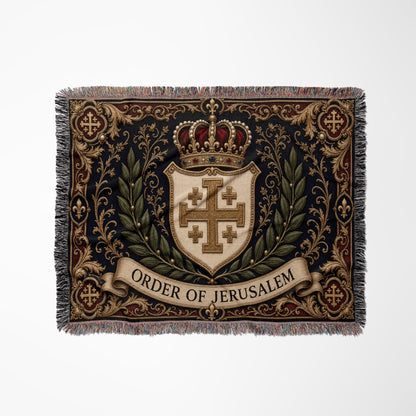CalmNestStyle Order of Jerusalem Crest I Royal Navy jacquard woven blanket