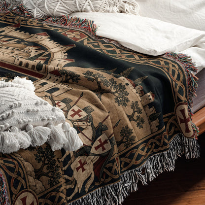 CalmNestStyle Crusader Jerusalem Round Map I Golden Sky jacquard woven blanket
