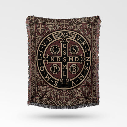 CalmNestStyle Sacred Benedict Medal Heritage Woven Blanket jacquard woven blanket