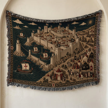 CalmNestStyle Crusader Harbor Siege I Camp Before the Walls jacquard woven blanket