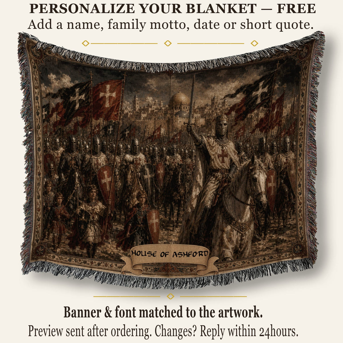 CalmNestStyle Baldwin IV Rides with His Army jacquard woven blanket