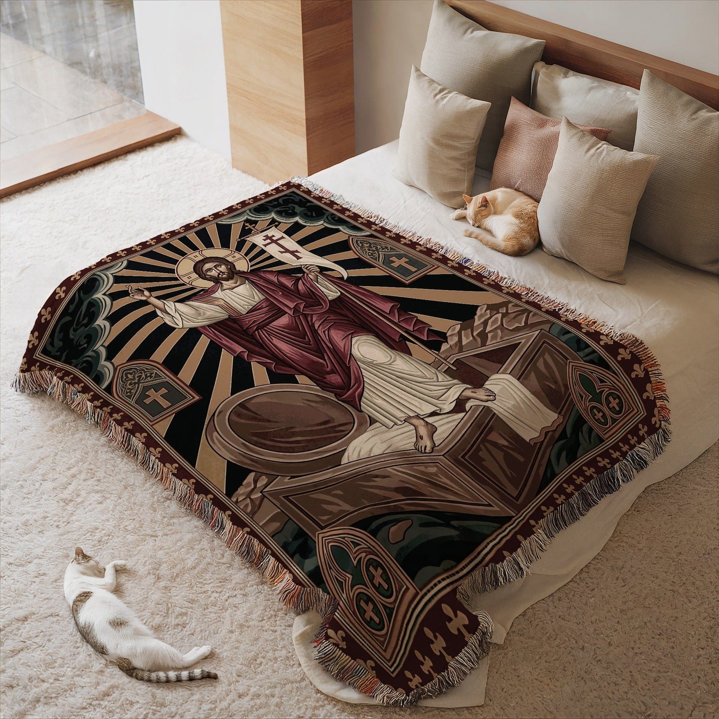 Religious Iconography Design Cozy Bed Throw Blanket