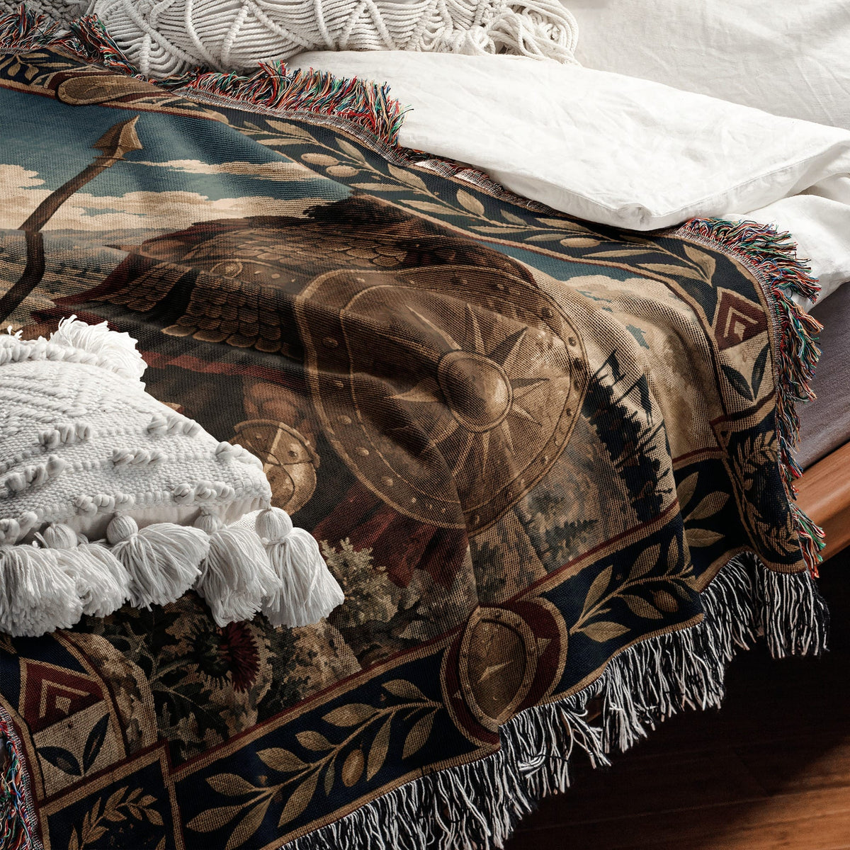 CalmNestStyle David and Goliath Shepherd with Sling jacquard woven blanket