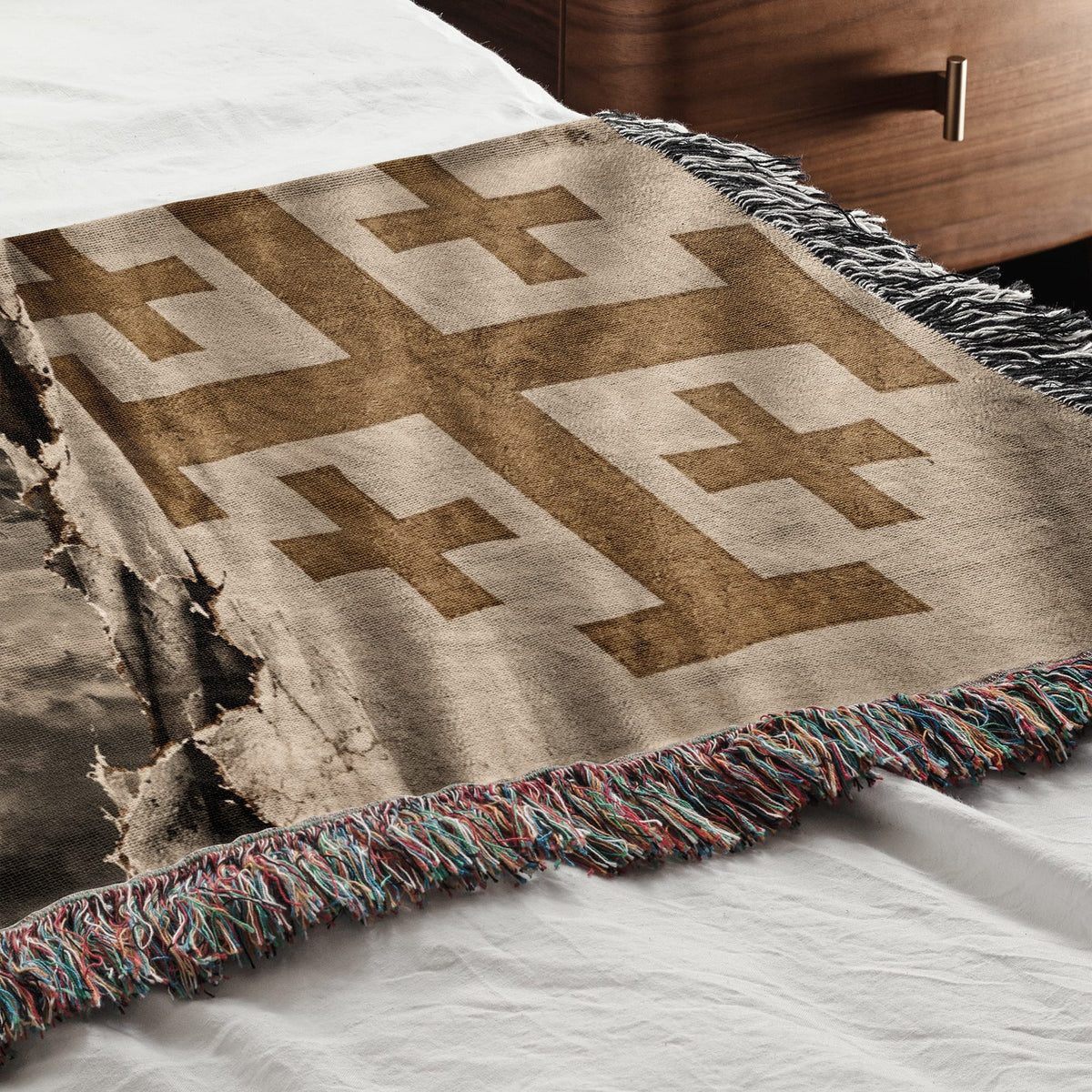 CalmNestStyle Crusader Knights Kneeling Before Jerusalem Woven Blanket jacquard woven blanket